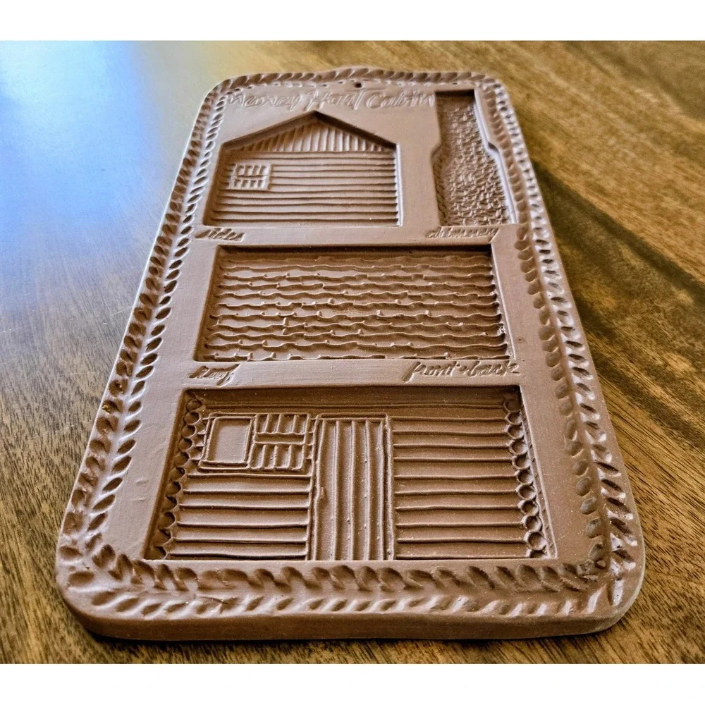Vintage Hartstone Pottery Cookie Cottage Mold - Nancy Hart Log Cabin Cottagecore